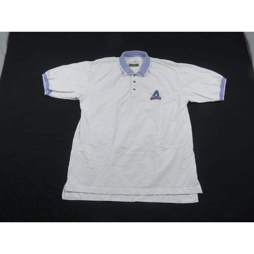 Diamondbacks Polo Shirt White Purple Sz XL 1990s